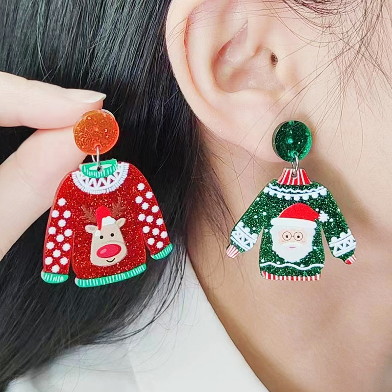 Wholesale Acrylic Sweater Christmas Earrings Earrings