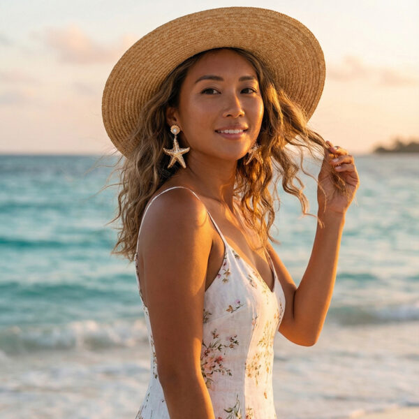 Wholesale Gold Alloy Starfish Pearl Earrings