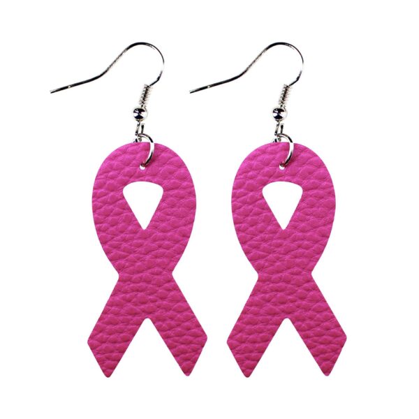 Wholesale Pink Ribbon Leather Earrings