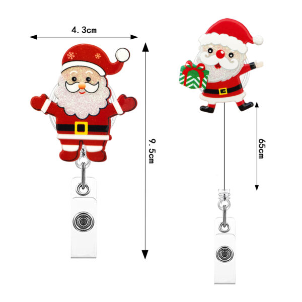 Wholesale Badge Reels Acrylic Christmas Santa Claus Retractable Keychain
