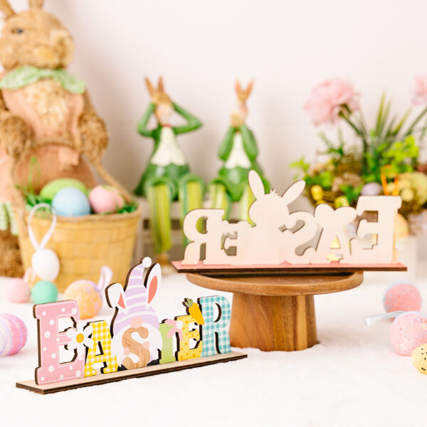 Wholesale Easter Three-dimensional Colored Rabbit Wooden Decorations