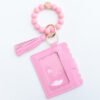 Wholesale Leopard Print Card Holder Silicone Beaded Wrist Keychain