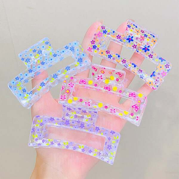 Wholesale Plastic Floral Transparent Grip Hair Clips