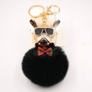 Black / Cool Dog fur ball keychain