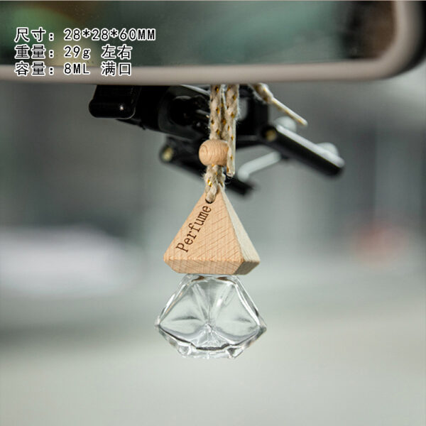 Wholesale 8ML Transparent Glass Triangular Cap Diamond Car Perfume Bottle