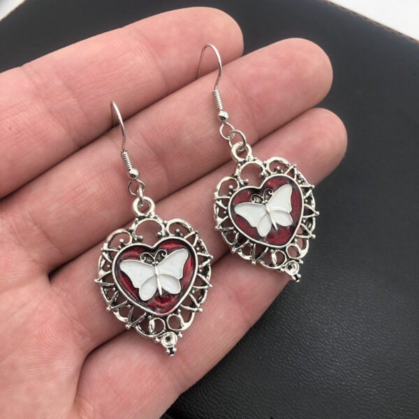 Wholesale Punk Gothic White Butterfly Gemstone Pendant Earrings