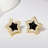 Wholesale S925 Silver Needle Black Triangular Stud Earrings