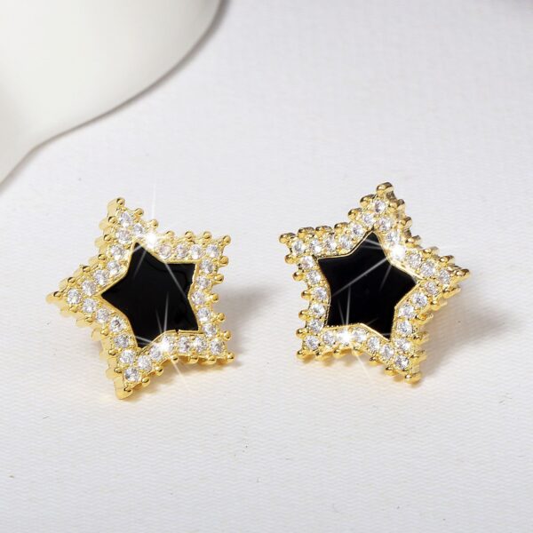 Wholesale S925 Silver Needle Black Triangular Stud Earrings
