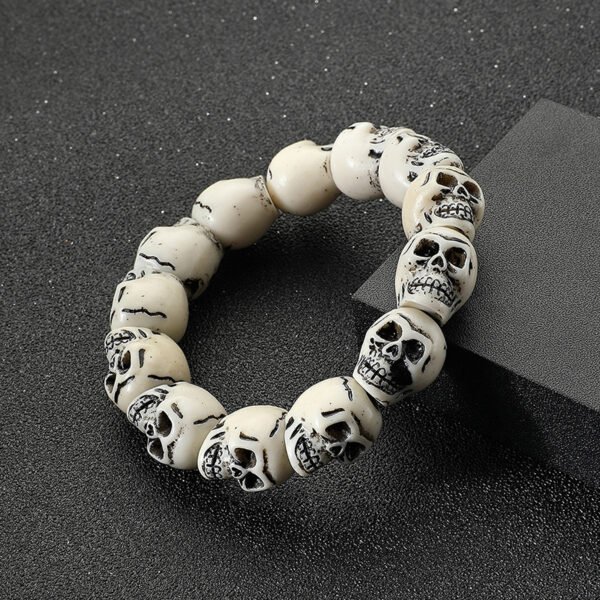 Wholesale Beaded Punk Resin Halloween Skull Bracelet