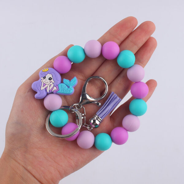 Wholesale Cartoon Silicone Handmade Beaded Wrist Keychain