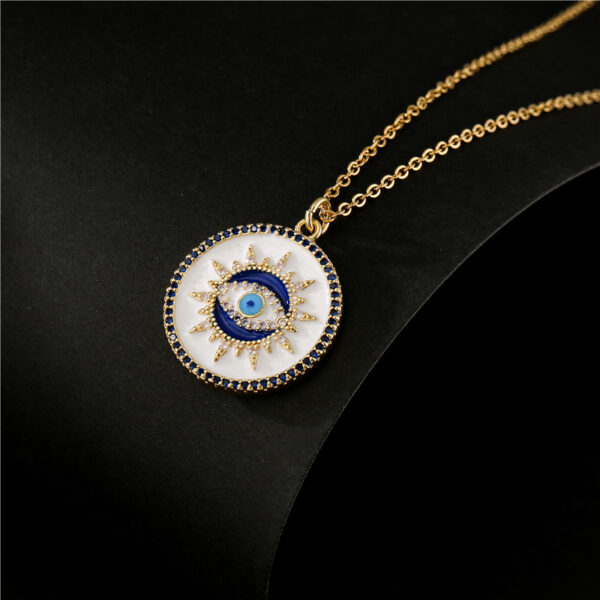 Wholesale White Devil's Eye Pendant Gold Plated Necklaces