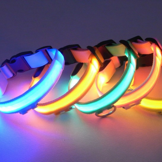 Wholesale Nylon LED Dog Luminous Collars, Night Luminous Pet Collar Straps
