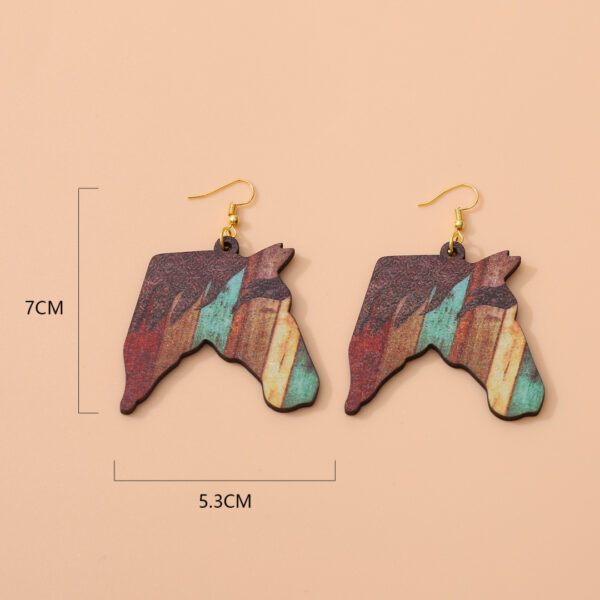 Wholesale American Texas Western Style Retro Colorful Double-sided Wooden Earrings