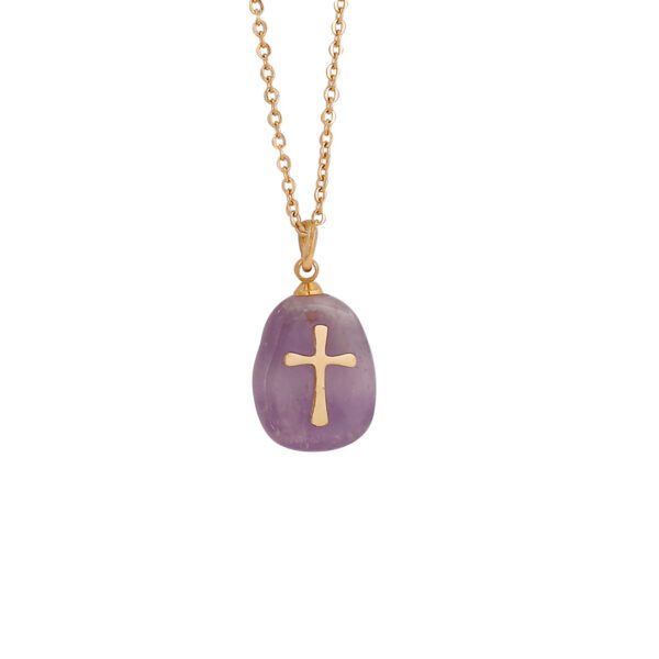 Wholesale Natural Stone Crosses Stainless Steel Necklaces