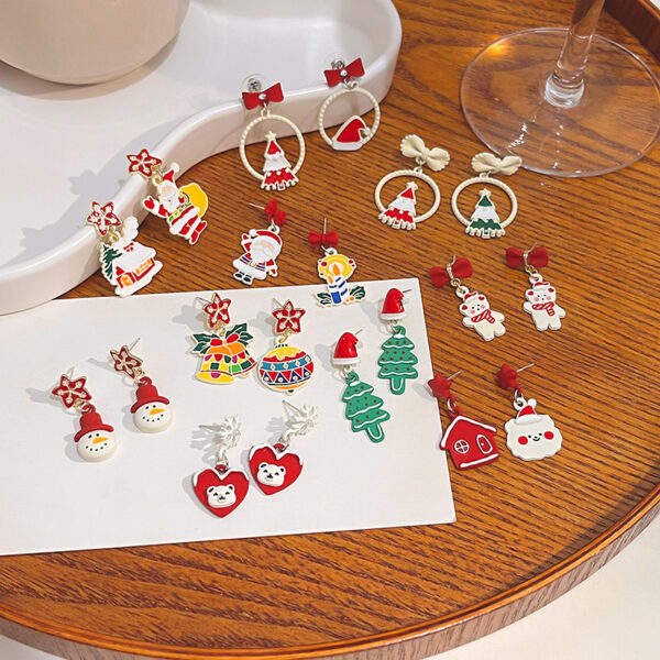O1CN01UY0Sik1onFeJO3UmW_2059265269-0-cib Wholesale Cartoon Christmas Santa Claus Christmas Tree Earrings
