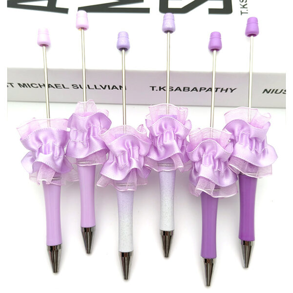 Wholesale Beadable Pens Flower Black White Red Gauze DIY Ballpoint Pen
