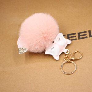 Korean powder / Fox fur ball key chain