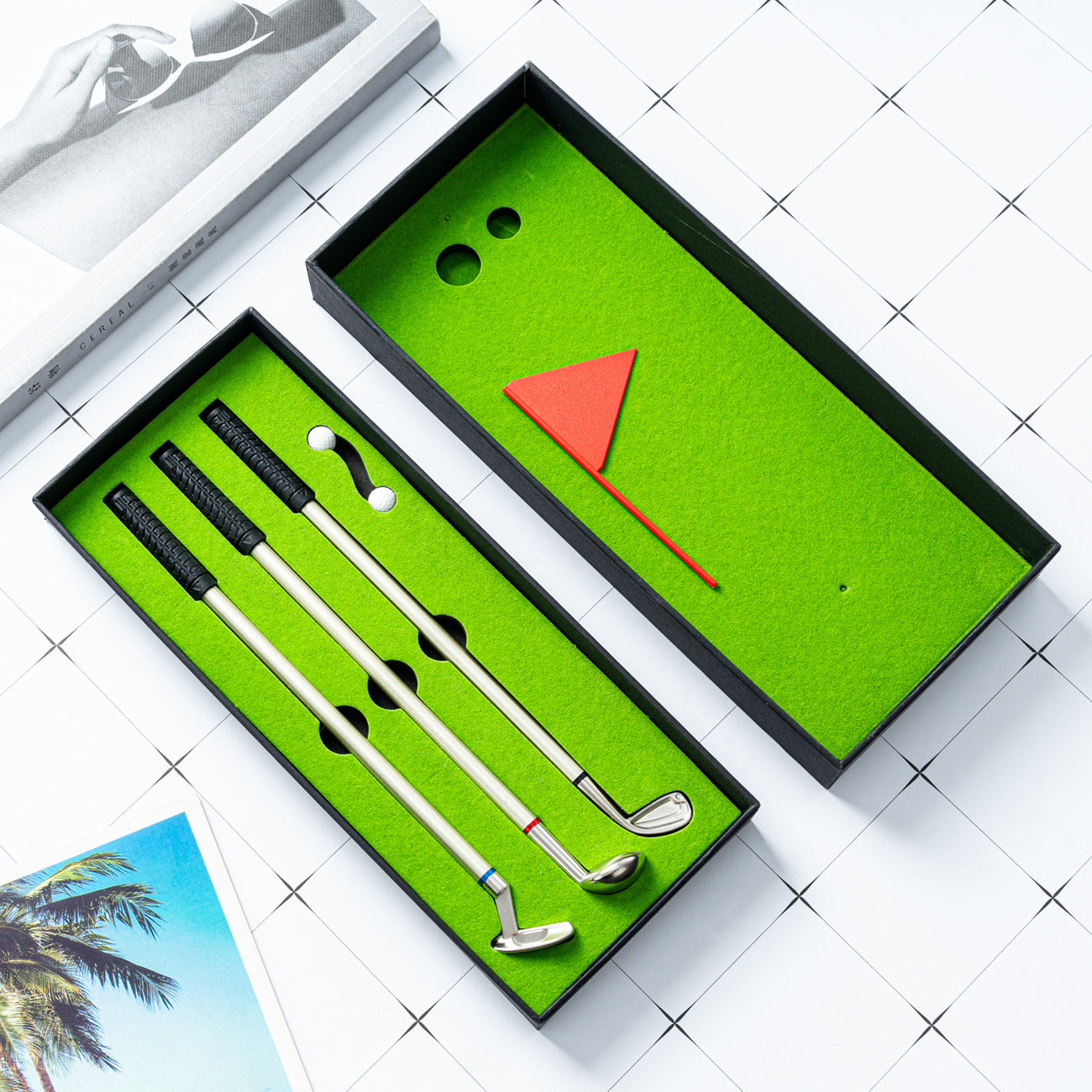Wholesale Mini Golf Club Metal Ballint Pen Gift Box Set
