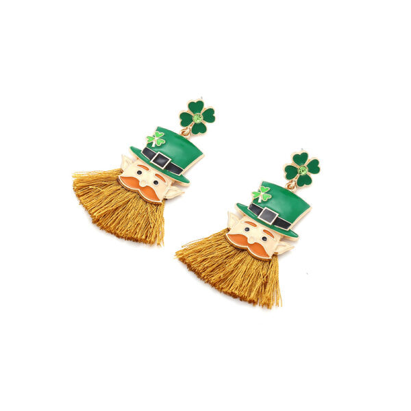 O1CN01UbVGwf2JjMV4pOUqv_3025409457-0-cib Wholesale St. Patrick's Clover Hat Beard Alloy Oil Drop Diamond Earrings