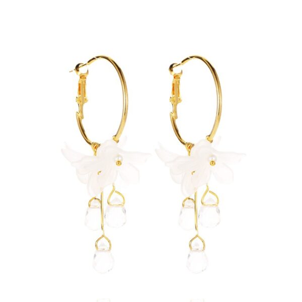 Wholesale Crystal Flower Tassel Alloy Earrings