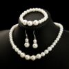 Wholesale Pearl Necklace Earrings Bracelet Three Piece Set
