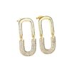 Wholesale Double U Full Diamond Copper Earrings
