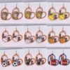 Wholesale Baseball Basketball Football Volleyball Retro Wooden Earrings
