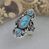 Wholesale Alloy Hollow Carved Lapis Lazuli Ring