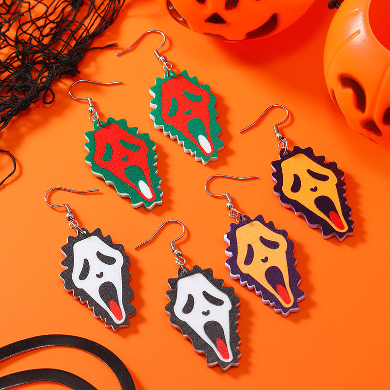 Wholesale 2023 Irregular Creative Multicolor Horror Acrylic Earrings