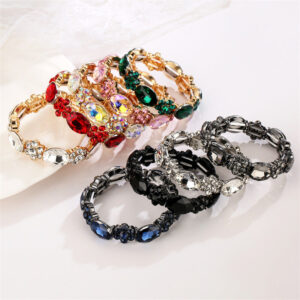 Wholesale Color Round Stone Crystal Gold Mona Lisa Bracelet