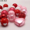 Wholesale 50pcs/pack Light Pink Love Heart Valentine's Day 20MM Acrylic Mixed Color Beads Bubblegum Beads