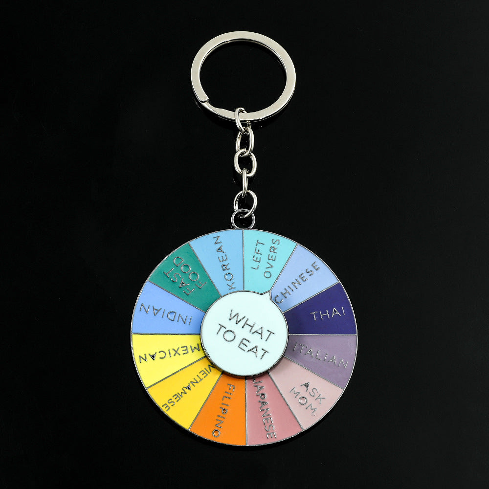Wholesale Zinc Alloy What To Eat Tonight Turntable Keychain