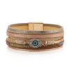 Wholesale Devil's Eye Diamond Design Multi-Layer Pu Leather Ethnic Style Bracelet