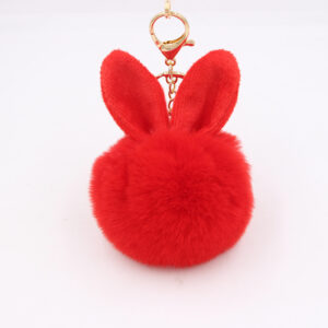 Bright red / Rabbit plush pendant keychain