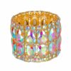 Wholesale Popular Fashion Rhinestone Crystal Gemstone Elastic Wide Alloy Bracelet