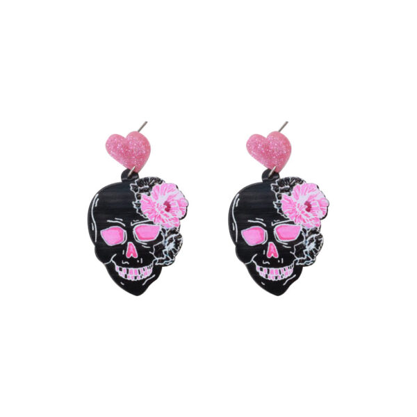 O1CN01UnBmtk1tTALYfvYV2_2207988525902-0-cib Wholesale Acrylic Pink Skull Earrings Engraved Graffiti Heart