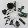Wholesale Rhinestone Love Lipstick Set Bottle Opener Hair Ball Whistle Keychain Set
