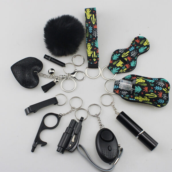 Wholesale Rhinestone Love Lipstick Set Bottle Opener Hair Ball Whistle Keychain Set