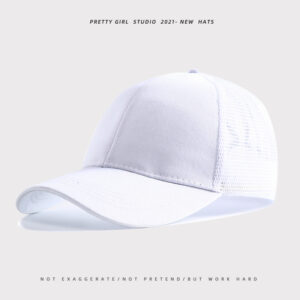 Solid color rear opening ponytail net cap white / Adjustable