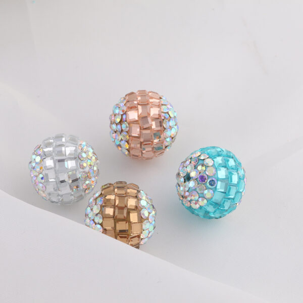 Wholesale Soft Clay Diamond Patch Crystal Bouncy Ball Straight Hole Beads