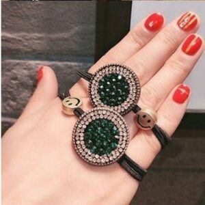 Green large disc smiley hair rope