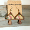 Wholesale Floral Mushroom Wooden Earrings