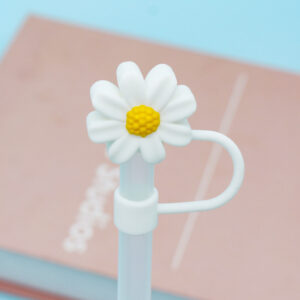 Silicone white chrysanthemum 8mm / Bagged without straw