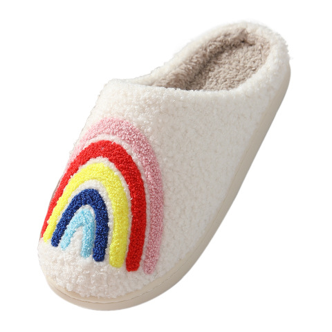 Wholesale New Rainbow Thick Anti-slip Cute Winter Cotton Slippers