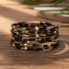 Wholesale Leopard Print Magnetic Buckle Leather Bracelet
