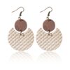Wholesale Crescent Shaped Leather Plaid Braid Pattern Colorful Earrings