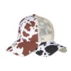 Wholesale Polyester Cow Pattern Cross Elastic Net Ponytail Baseball Cap