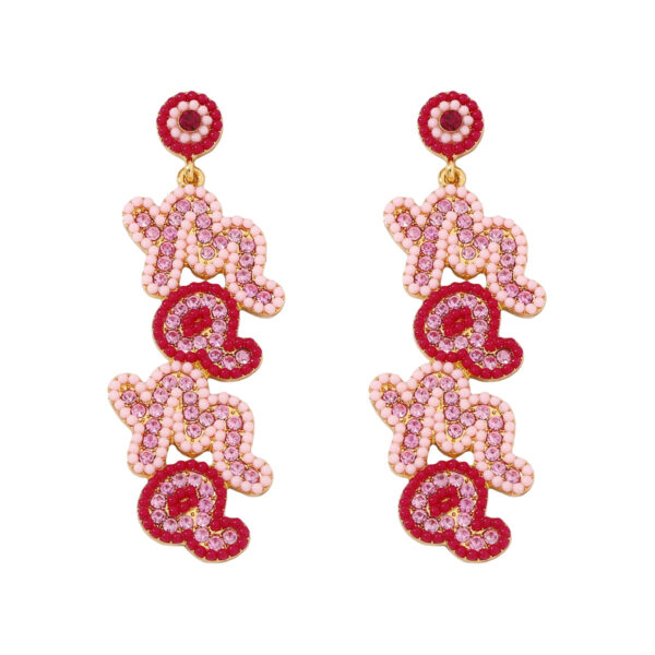 Wholesale Mother's Day Rice Beads Pearl MAMA Earrings