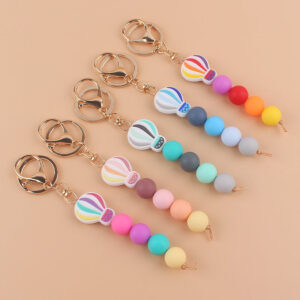 Wholesale Cartoon Hot Air Balloon Silicone Handmade Beaded Keychain