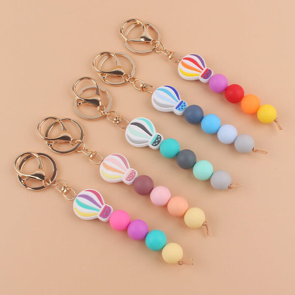 Wholesale Cartoon Hot Air Balloon Silicone Handmade Beaded Keychain